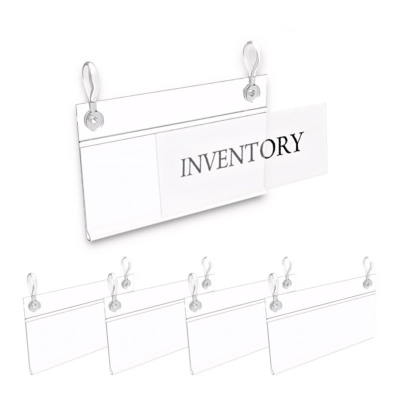 Muka 100 Pcs Wire Shelf Label Holder Double Hanging Buckle Plastic Retail Price Hang Tag for Supermarket Warehouse 3.15" x 2.16" - Image 1